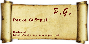 Petke Györgyi névjegykártya