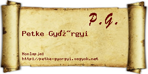 Petke Györgyi névjegykártya